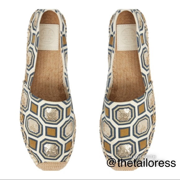 Tory Burch Cecily Sequin Embellished Espadrilles - Picture 2 of 14